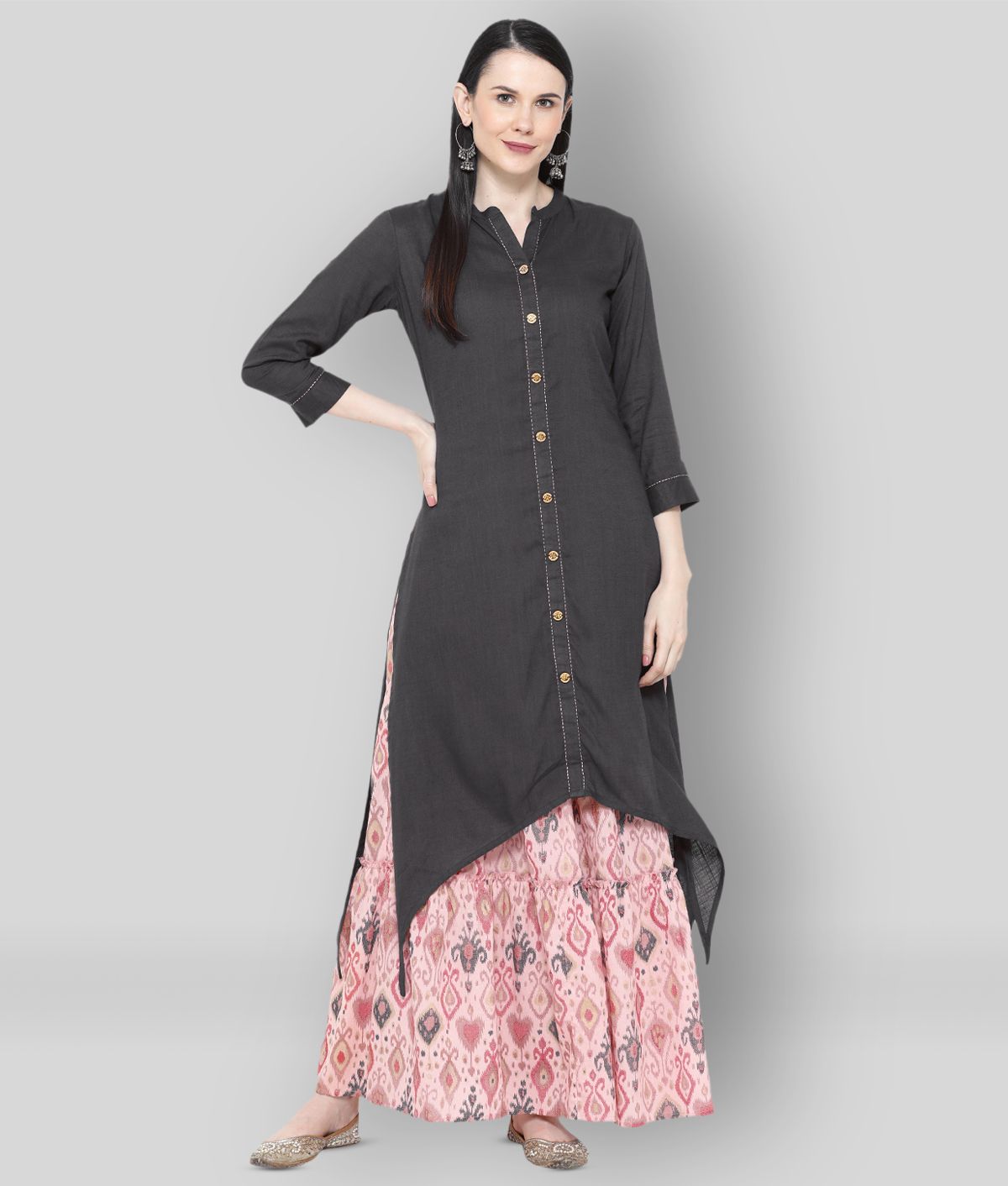 Varshika - Black Asymmetrical Rayon Women's Stitched Salwar Suit ( Pack of  1 ) - Buy Varshika - Black Asymmetrical Rayon Women's Stitched Salwar Suit  ( Pack of 1 ) Online at Low Price - Snapdeal.com