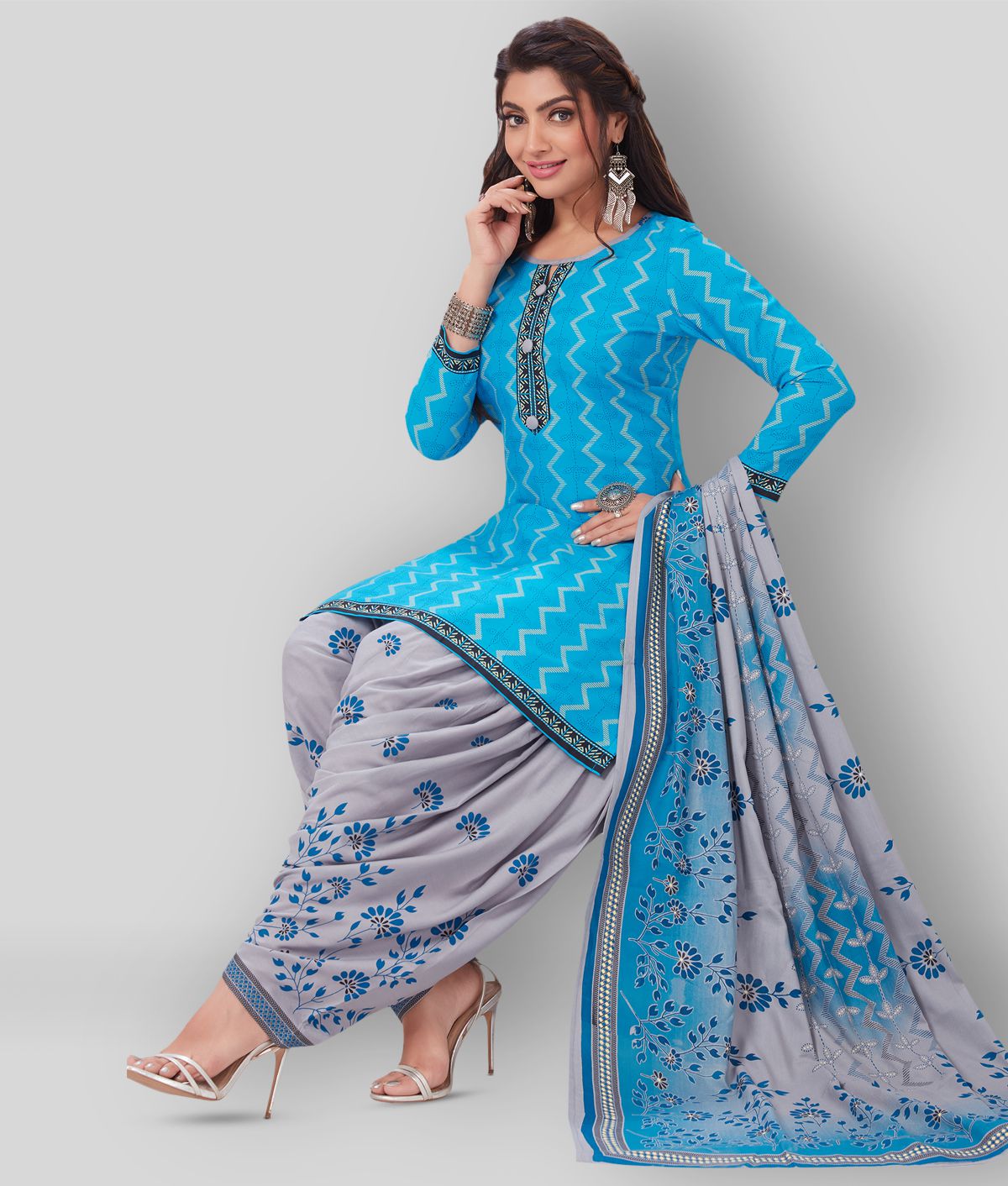 shree jeenmata collection - Blue Straight Rayon Women's Stitched Salwar Suit ( Pack of 1 )