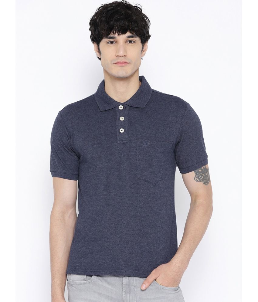     			Chkokko - Melange Blue Cotton Blend Slim Fit Men's Polo T Shirt ( Pack of 1 )