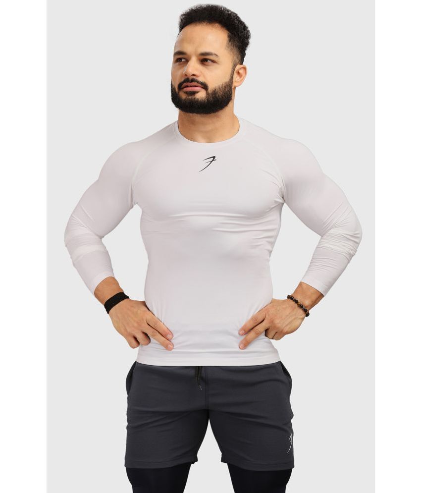     			Fuaark - White Polyester Slim Fit Men's Compression T-Shirt ( Pack of 1 )