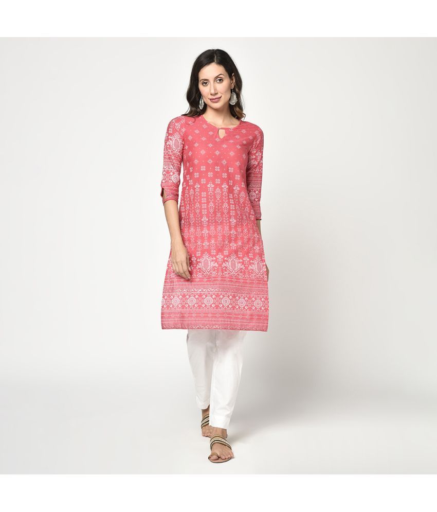     			JAIPUR VASTRA - Pink Cotton Women's Straight Kurti ( Pack of 1 )