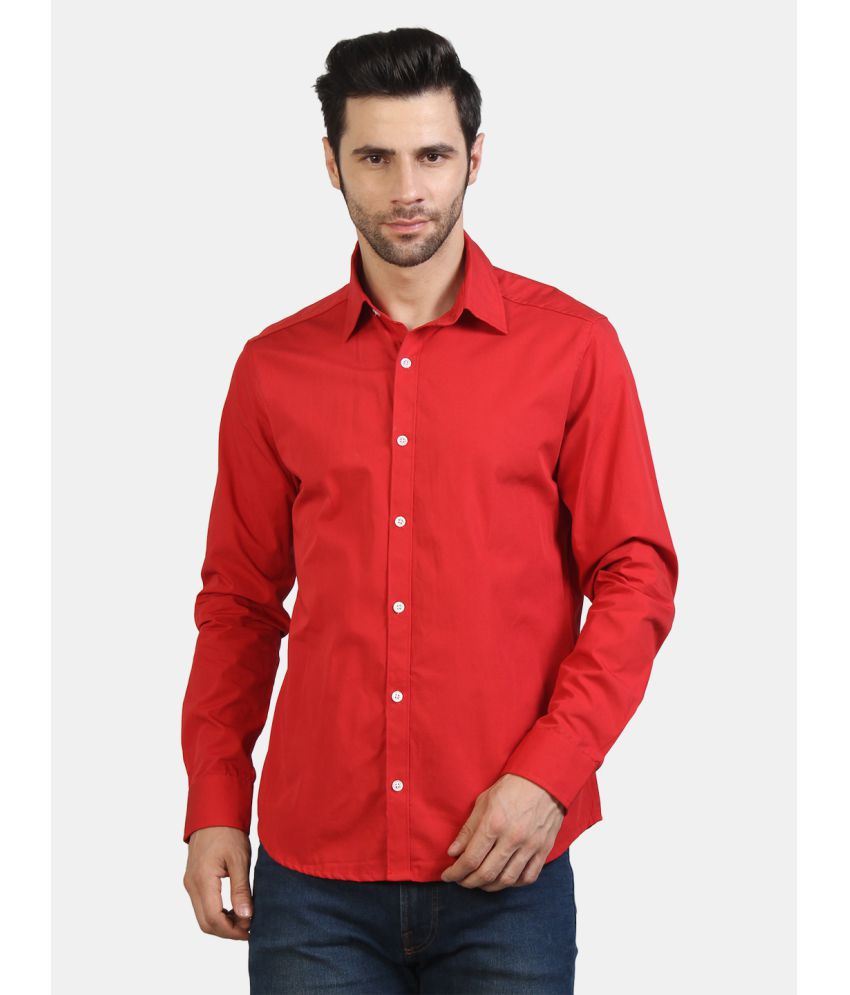     			Life Roads 100 Percent Cotton Red Solids Party wear Shirt Single Pack