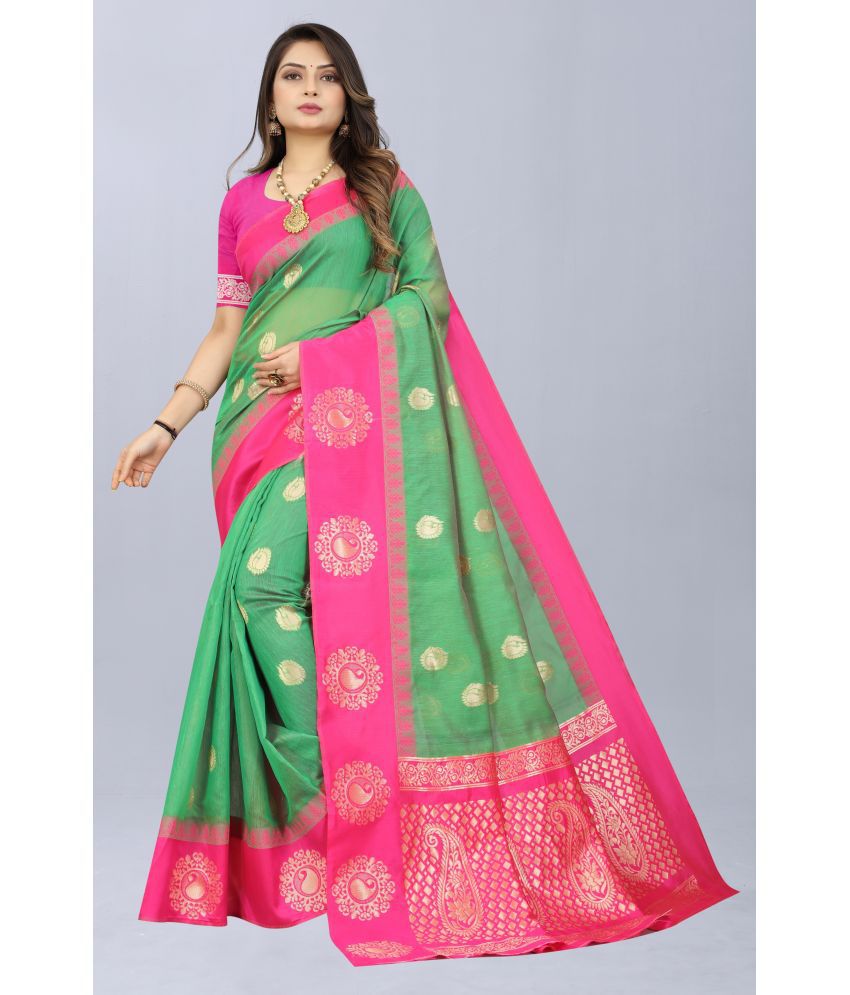     			NENCY FASHION - Light Green Cotton Saree Without Blouse Piece ( Pack of 1 )
