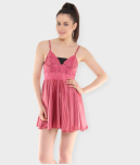 Klamotten - Pink Satin Women's Nightwear Nighty & Night Gowns ( Pack of 1 )