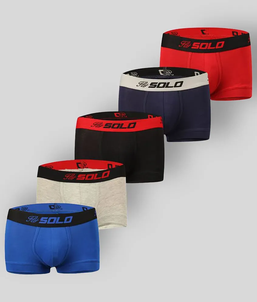 Solo - Multicolor Cotton Blend Men's Trunks ( Pack of 5 ) - Buy