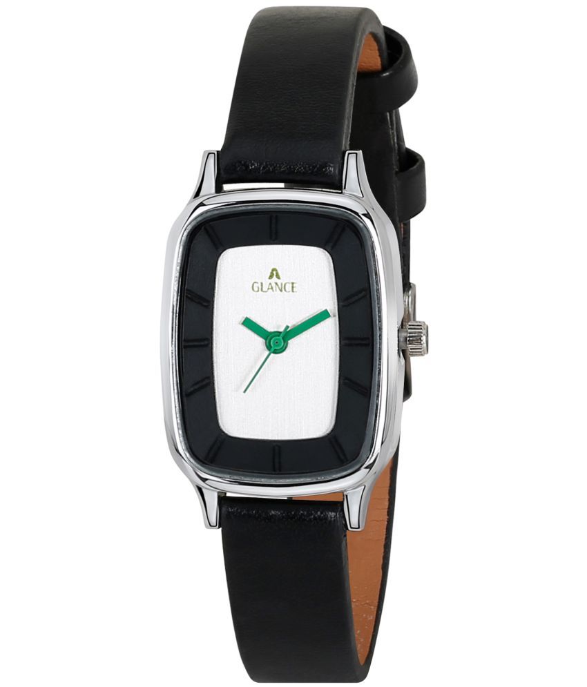     			Aglance - Black Leather Analog Womens Watch