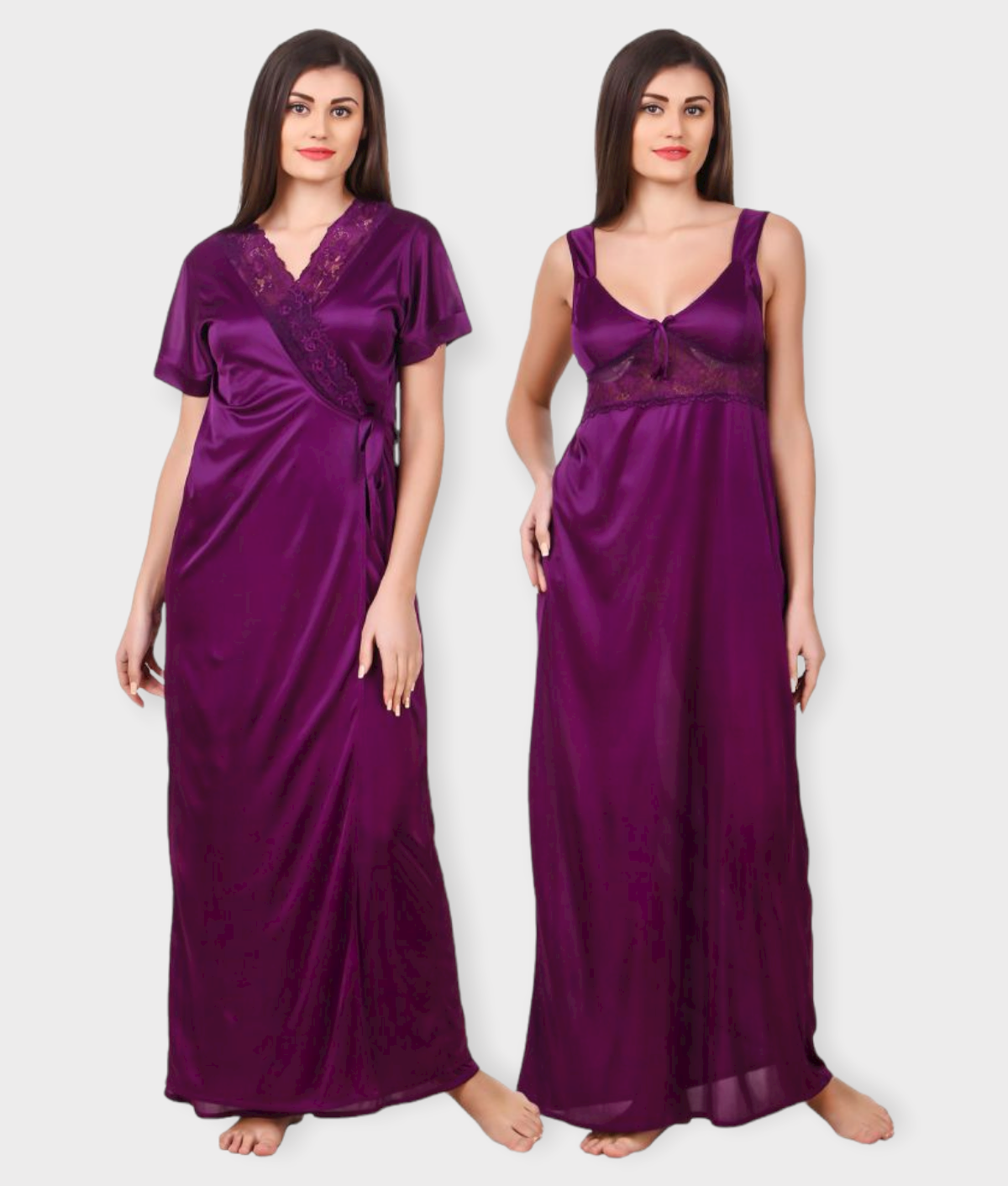     			Fasense - Purple Satin Women's Nightwear Nighty & Night Gowns
