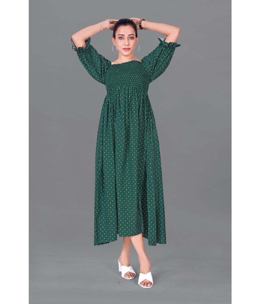     			Fashion Dream - Green Polyester Blend Women's Fit & Flare Dress ( Pack of 1 )