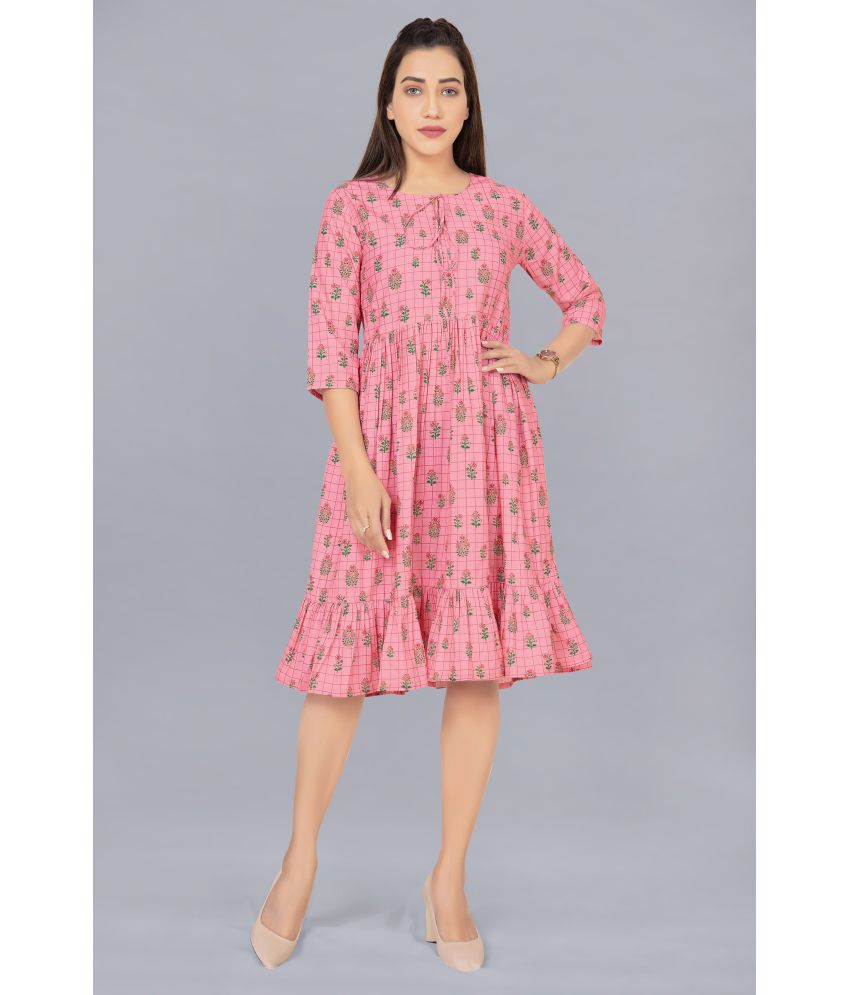    			Fashion Dream - Pink Polyester Women's Fit & Flare Dress ( Pack of 1 )