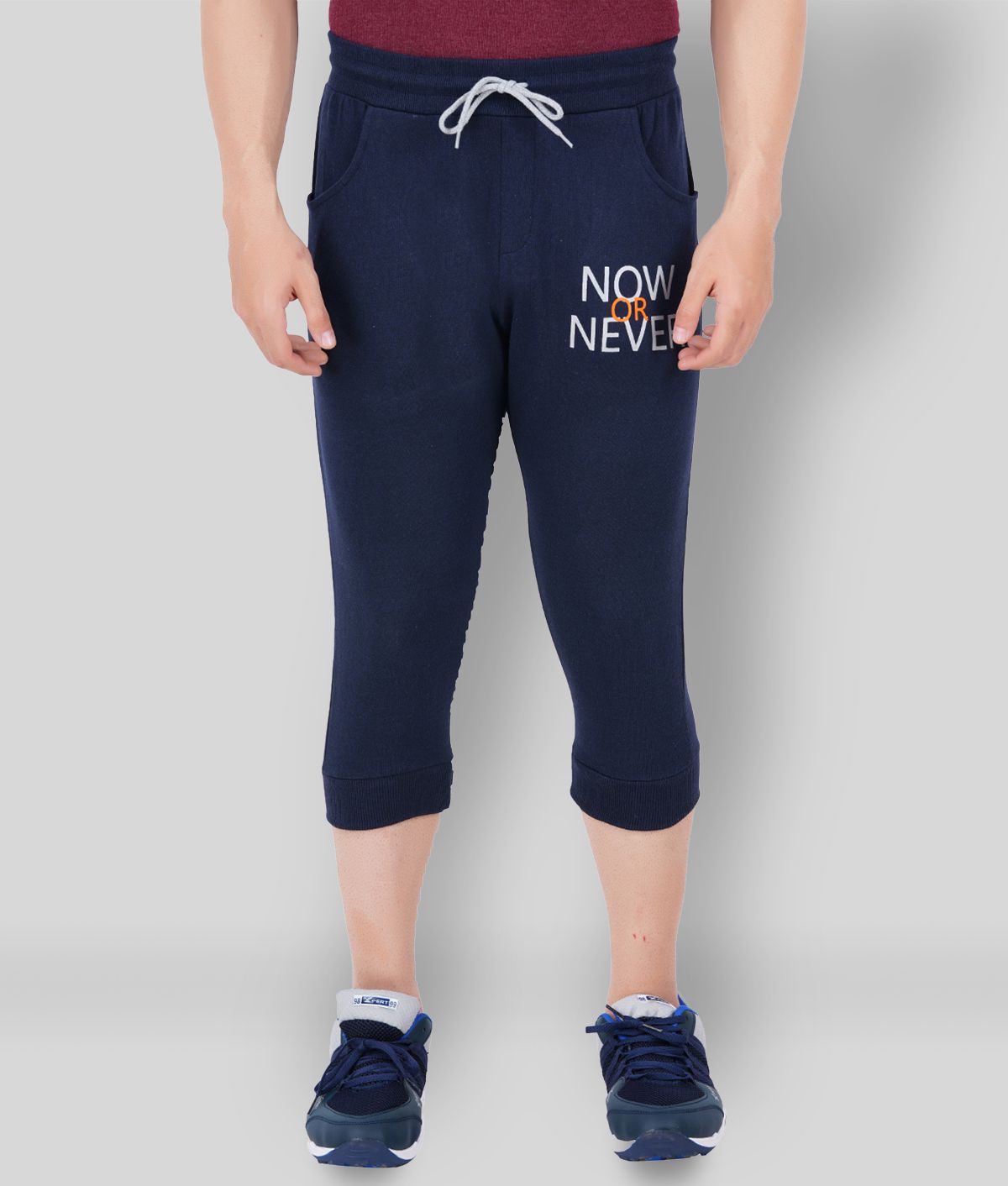     			NOW OR NEVER - Navy Cotton Blend Men's Three-Fourths ( Pack of 1 )