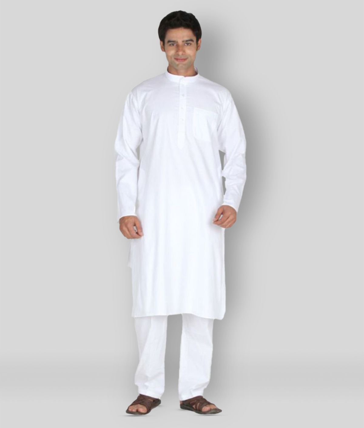 Sttoffa - White Cotton Regular Fit Men's Kurta Pyjama Set ( Pack of 1 )