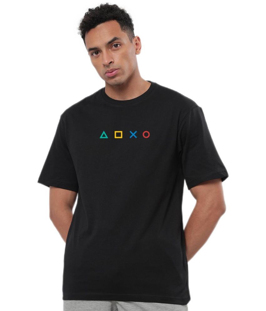     			Bewakoof - Black Cotton Oversized Fit Men's T-Shirt ( Pack of 1 )