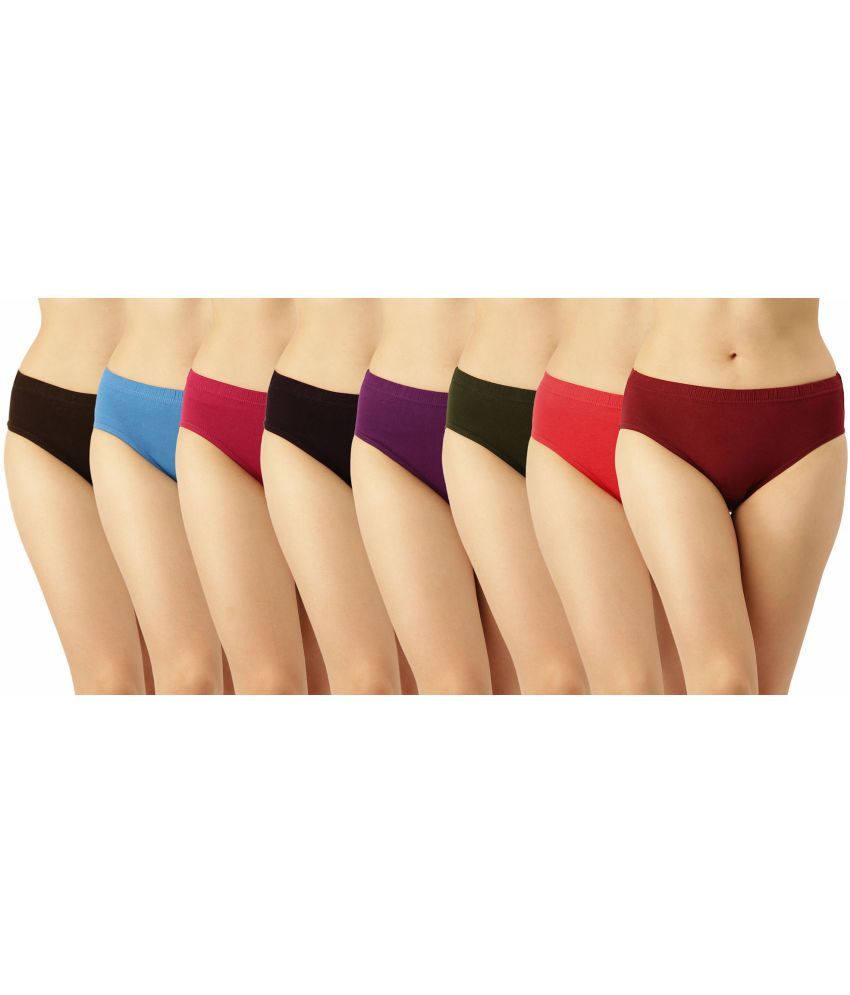     			Dollar Missy Pack of 8 Cotton Solid Women's Hipster ( Multi Color )