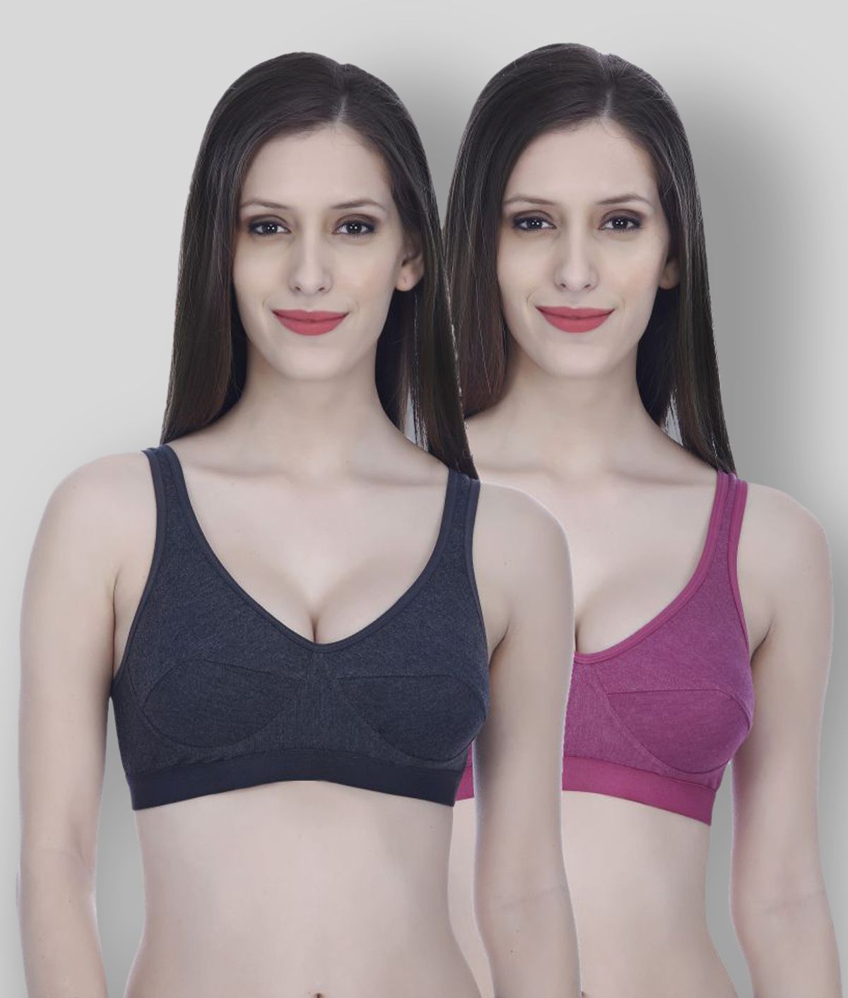    			Elina - Multicolor Cotton Non - Padded Women's T-Shirt Bra ( Pack of 2 )