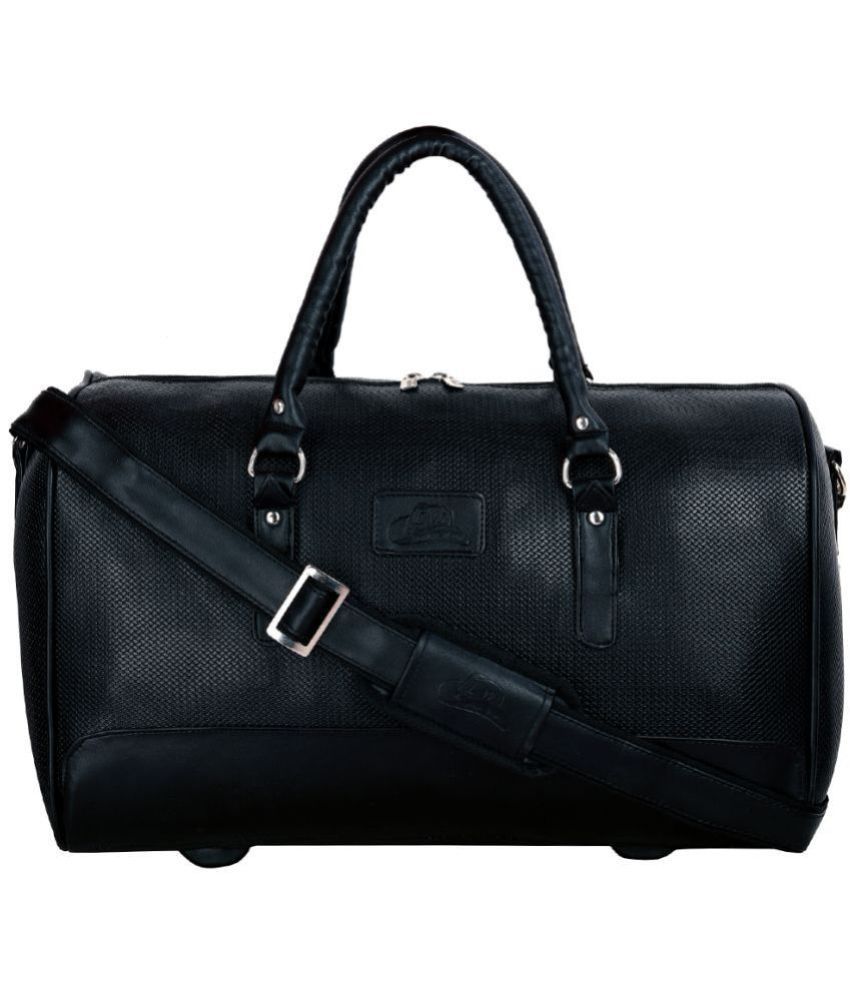     			Leather World - Black PU Duffle Bag