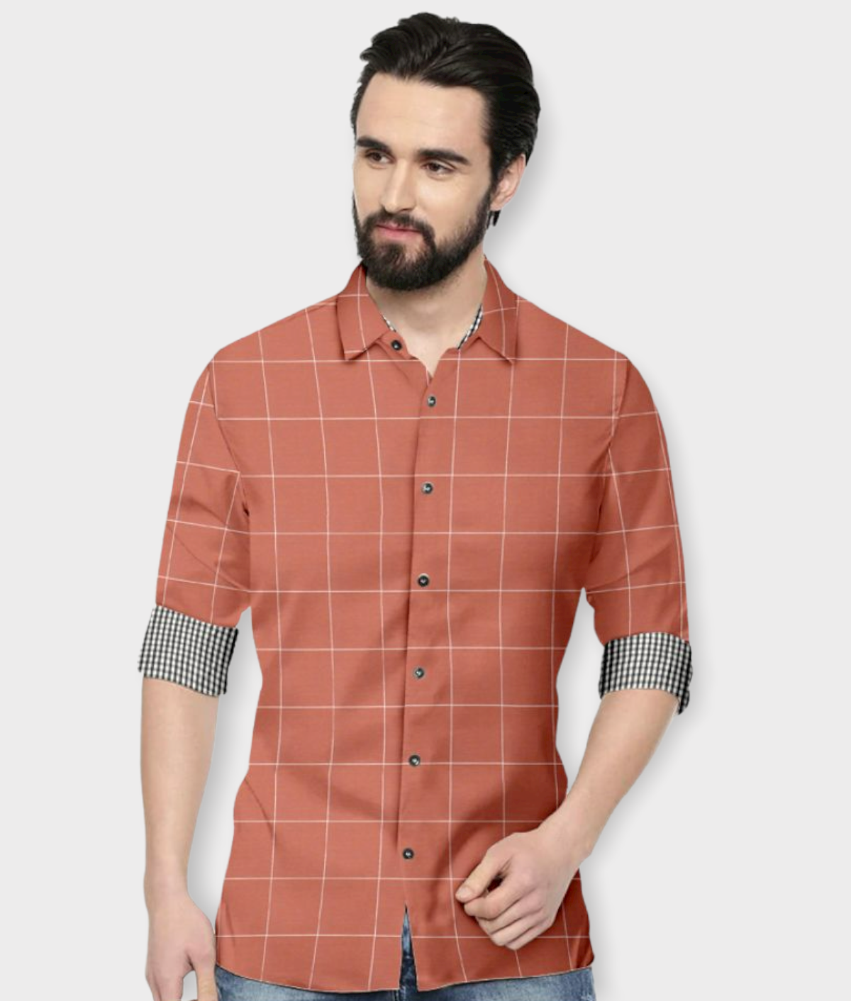     			P&V CREATIONS - Orange Cotton Blend Regular Fit Men's Casual Shirt (Pack of 1)
