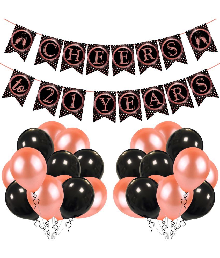     			Zyozi 21th Birthday Decorations Cheers to 21 Years 21th Birthday Banner with Swirls and Balloon for Men Women Rose Gold Backdrop Wedding Anniversary Party Supplies Decorations