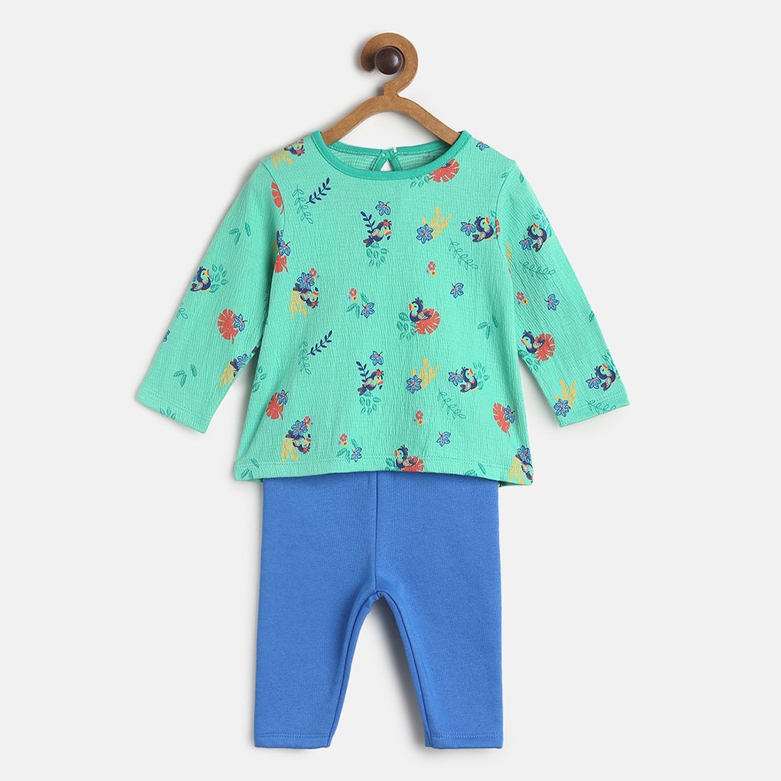    			MINI KLUB - Green Cotton Baby Girl Top & Trouser ( Pack of 1 )