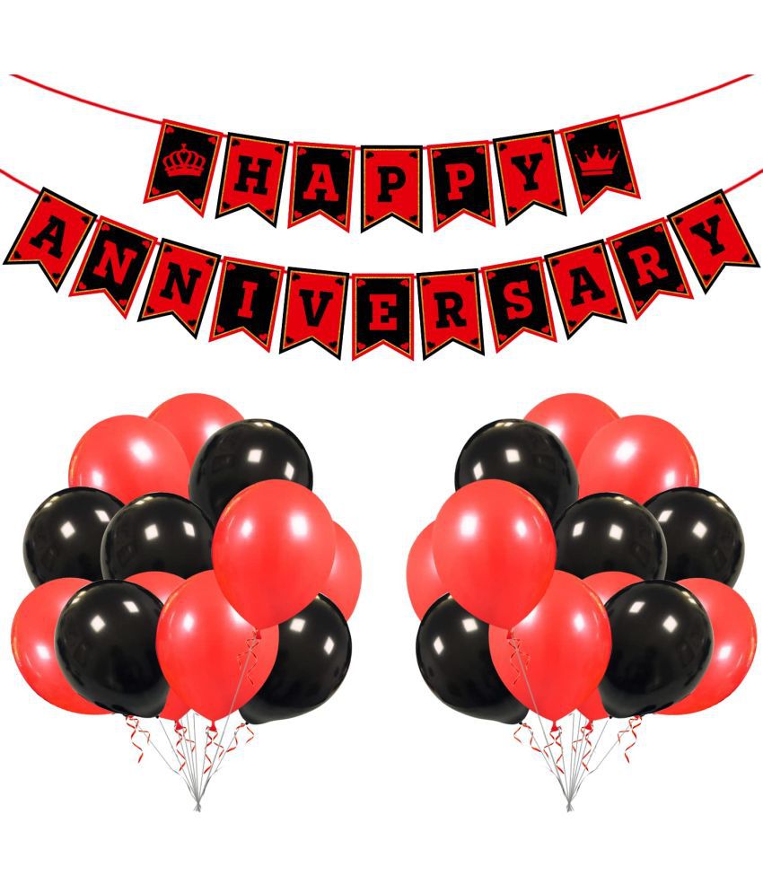     			Zyozi  Anniversary Red Black Decoration DIY Kit -Happy Anniversary Banner and Balloon for Decoration/Happy Anniversary Decoration Kit/Anniversary Party Decoration (Pack of 26)