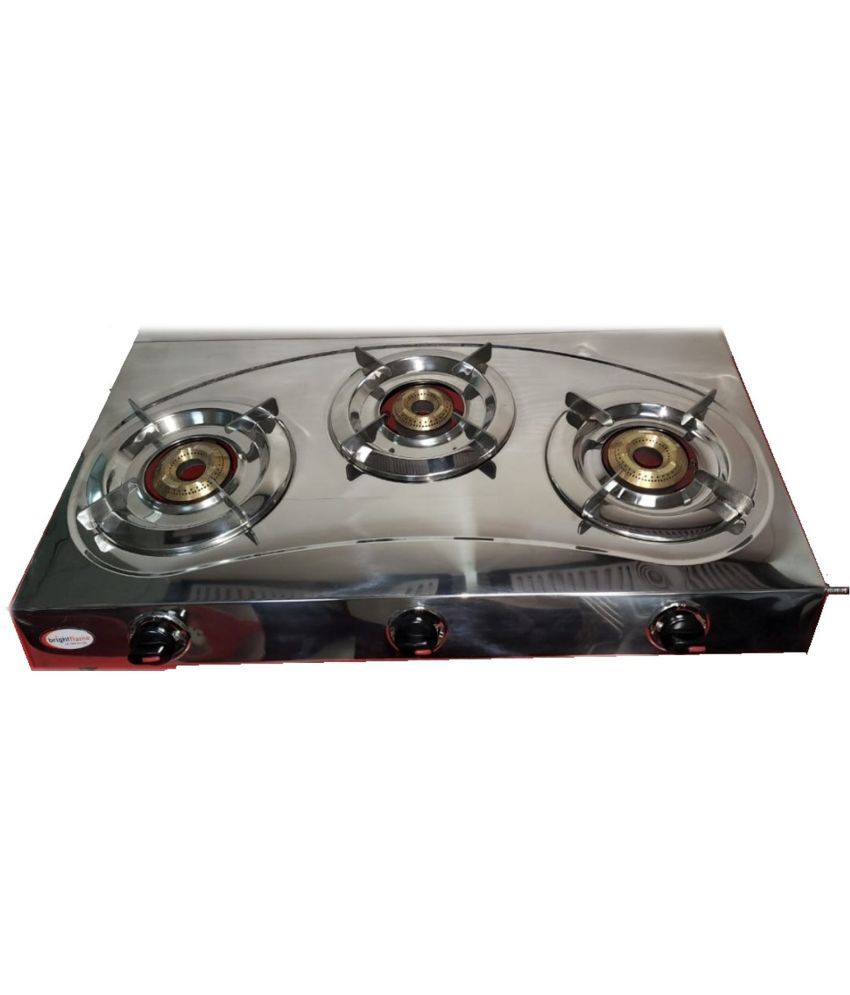 brightflame 3 burner Surya triad SS Pan Support Gas Stove (2 year