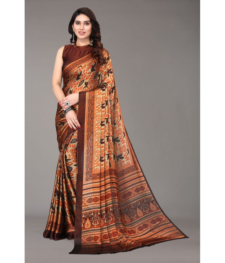     			FABMORA - Coffee Chiffon Saree With Blouse Piece ( Pack of 1 )