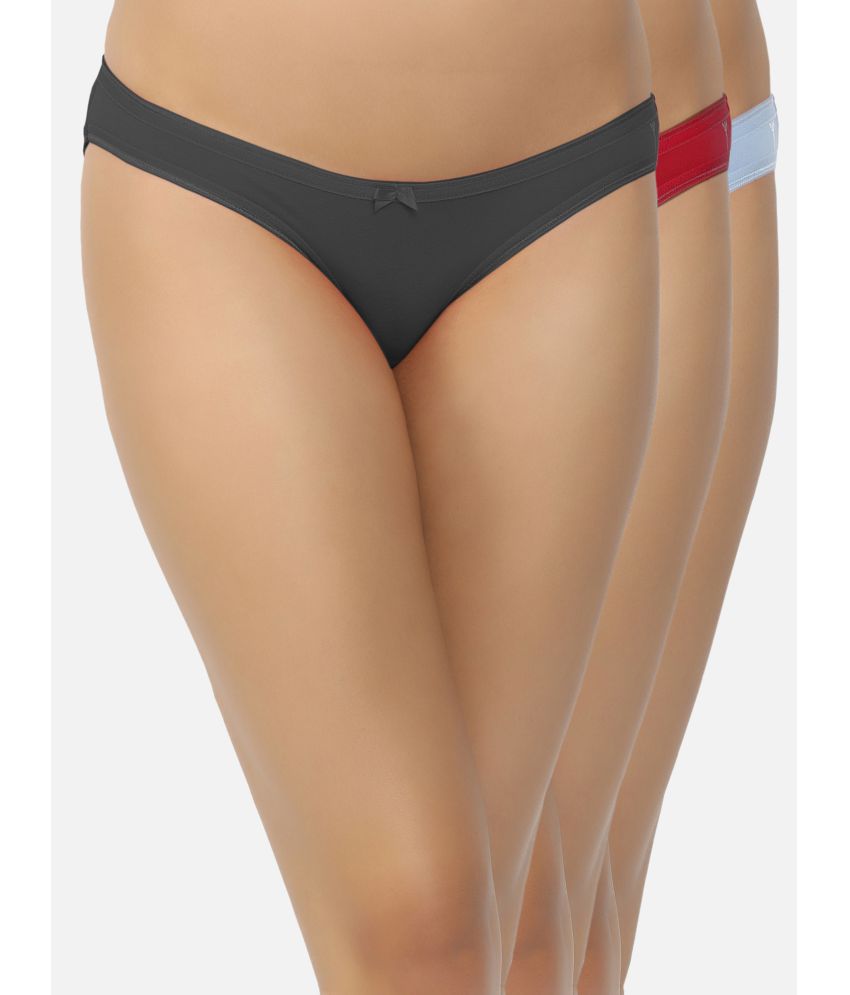 shyygl - Multicolor Women's panties Cotton Lycra Solid Women's Bikini ( Pack of 3 )