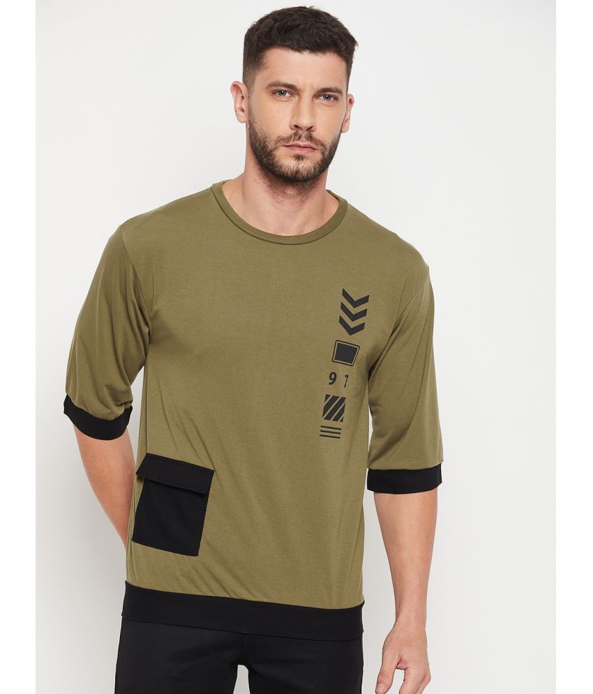     			AUSTIZ - Olive Cotton Blend Regular Fit Men's T-Shirt ( Pack of 1 )