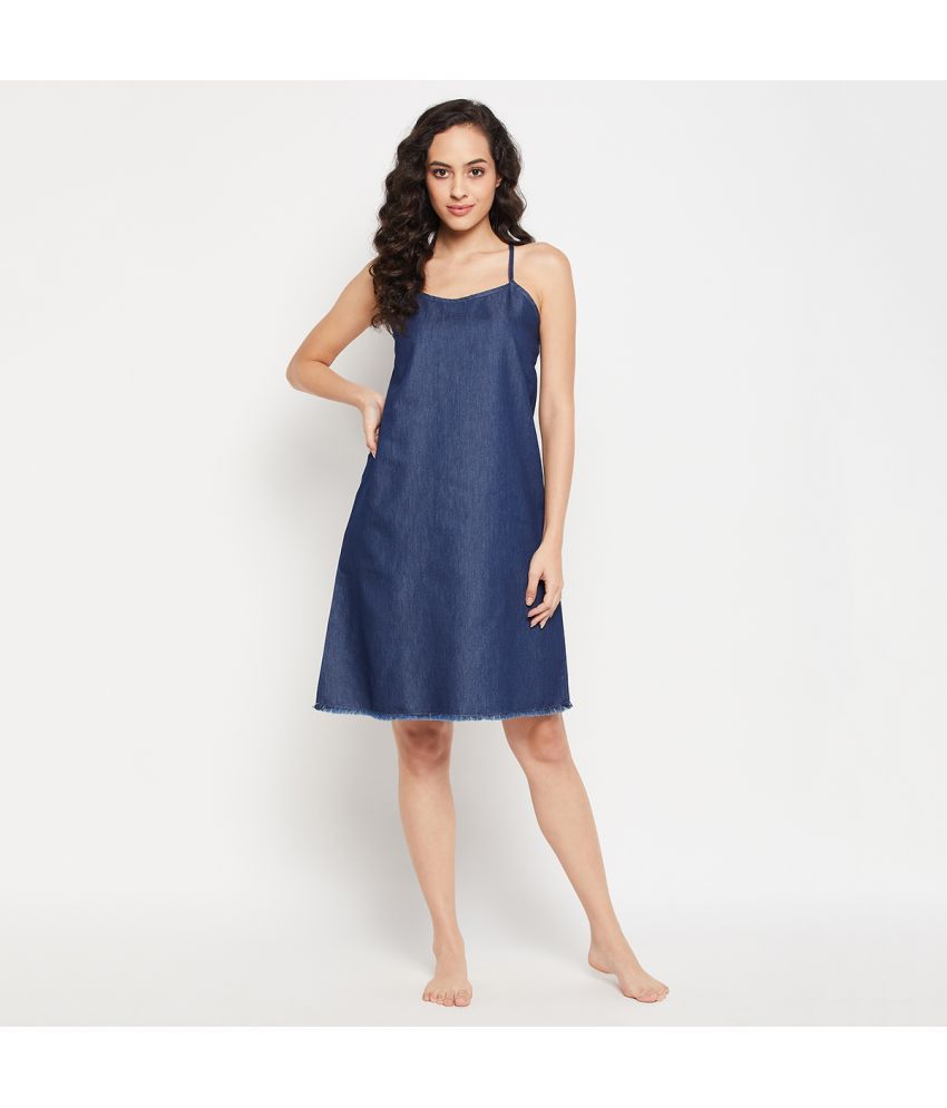     			Clovia - Blue Cotton Blend Women's Nightwear Night Dress ( Pack of 1 )
