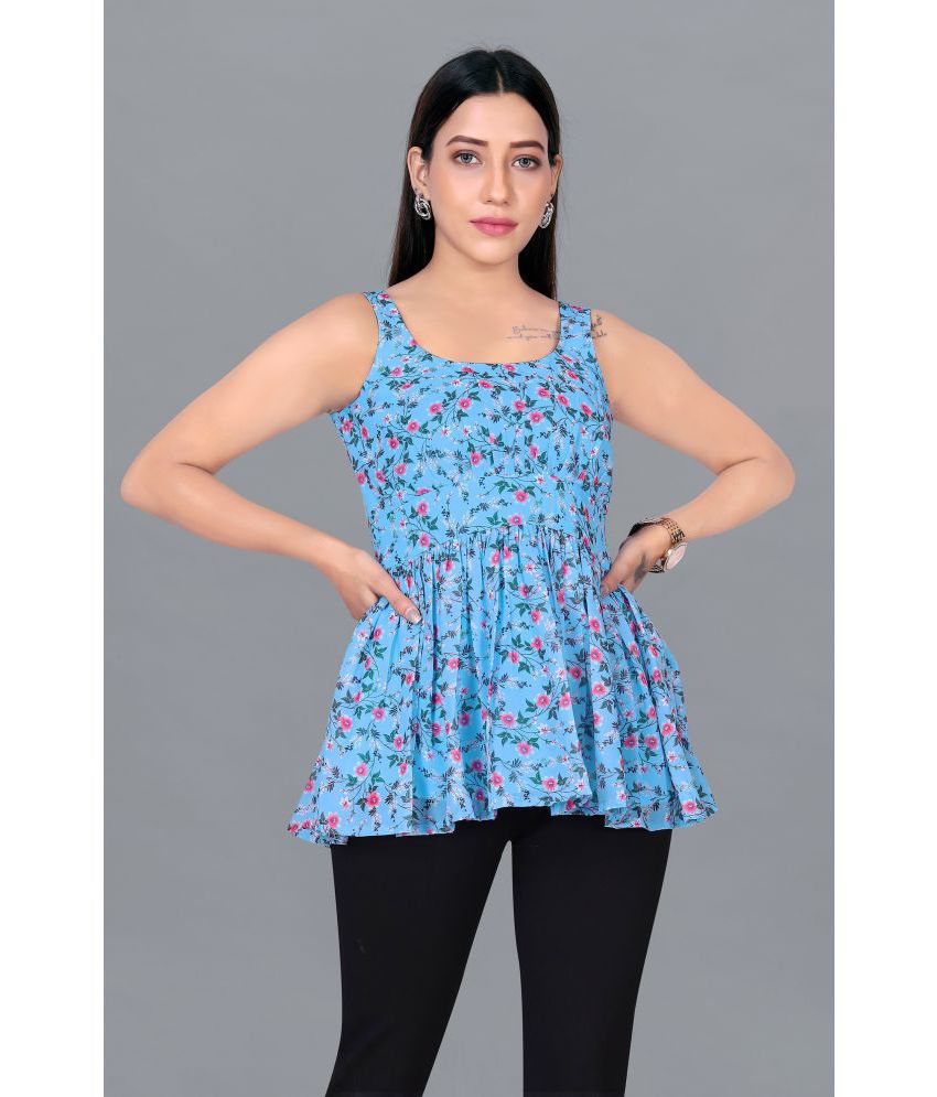     			MIRROW TRADE - Light Blue Georgette Women's A-Line Top ( Pack of 1 )