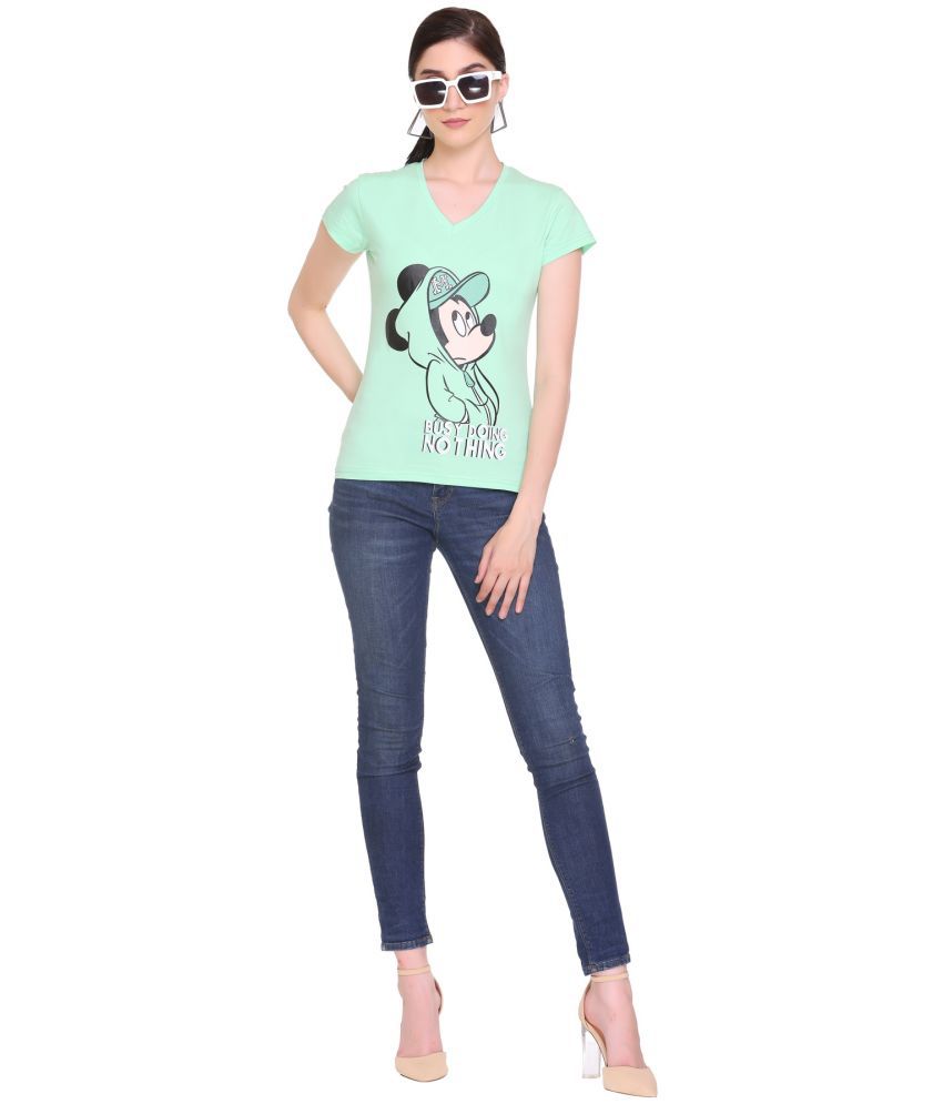     			RF RAVES - Lime Green Cotton Regular Fit Women's T-Shirt ( Pack of 1 )