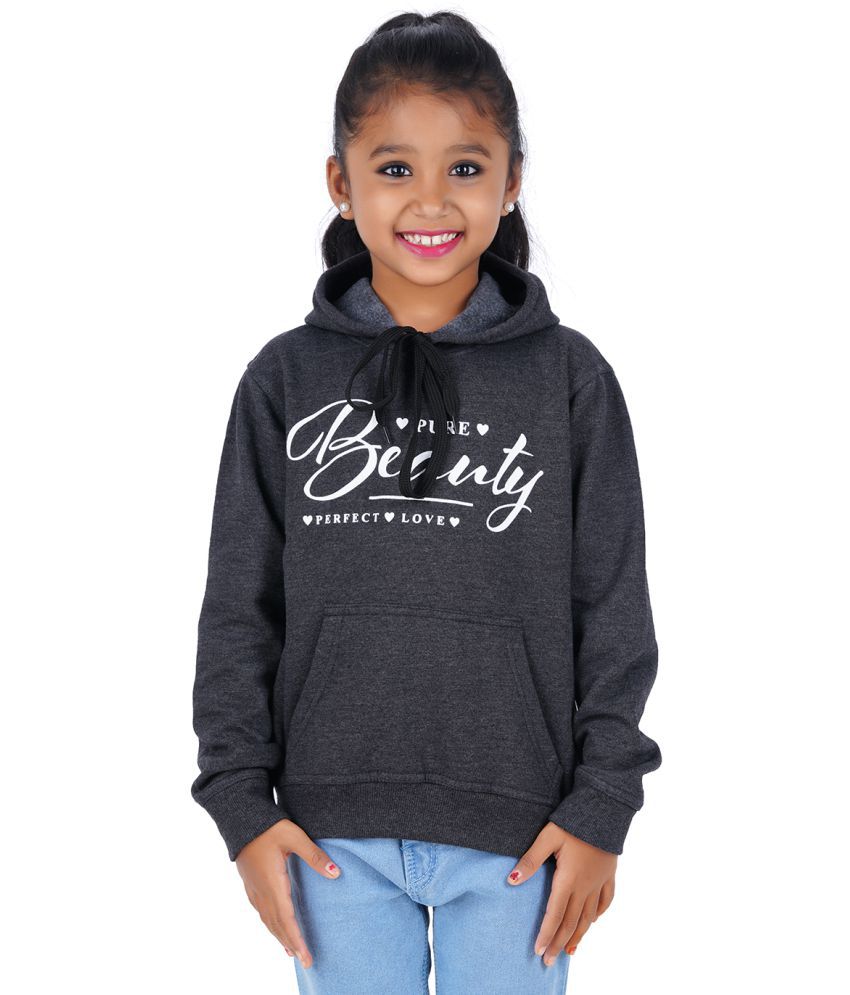     			Fleximaa  and Girls Printed Charcoal Melange Sweatshirt/Hoodies