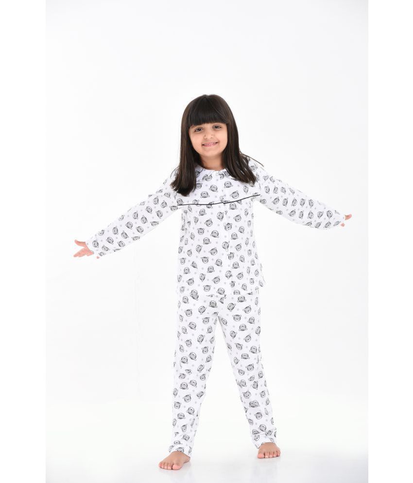Mackly - White Cotton Girls Shirt With Pajama ( Pack of 1 ) - Buy Mackly - White Cotton Girls Shirt With Pajama ( Pack of 1 )... 
