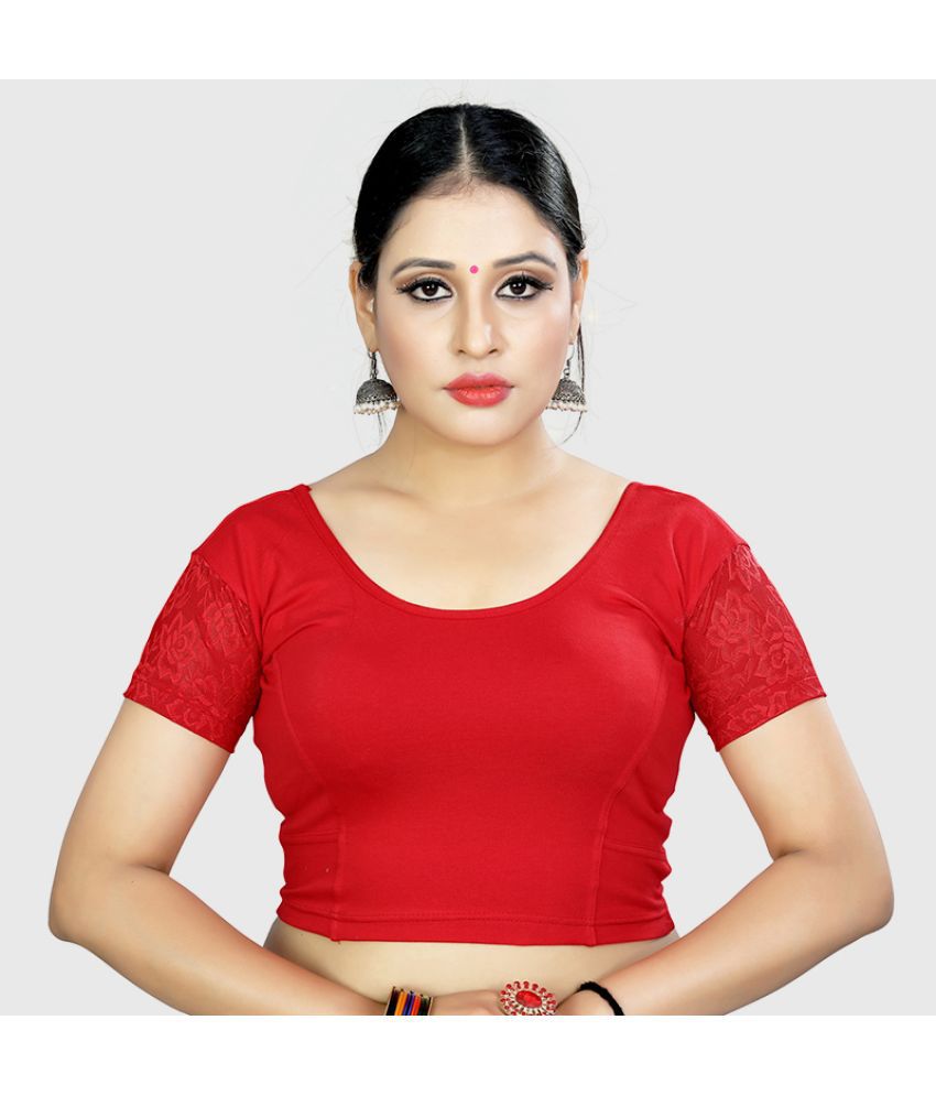     			NIKXTEX - Red Readymade without Pad Cotton Blend Women's Blouse ( Pack of 1 )
