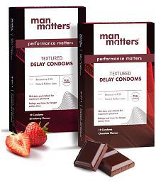 Dotted, Ribbed, Delay Condoms for Men | Strawberry &amp; Chocolate Flavour (10 Each) | For Maximum Pleasure | Pack of 2