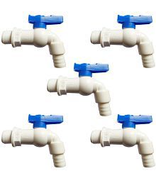 LAXMI PVC Outdoor Tap, Plastic Bibcock/Water Tap (PACK OF 5) Faucet Set Plastic (ABS) Bathroom Tap (Bib Cock)