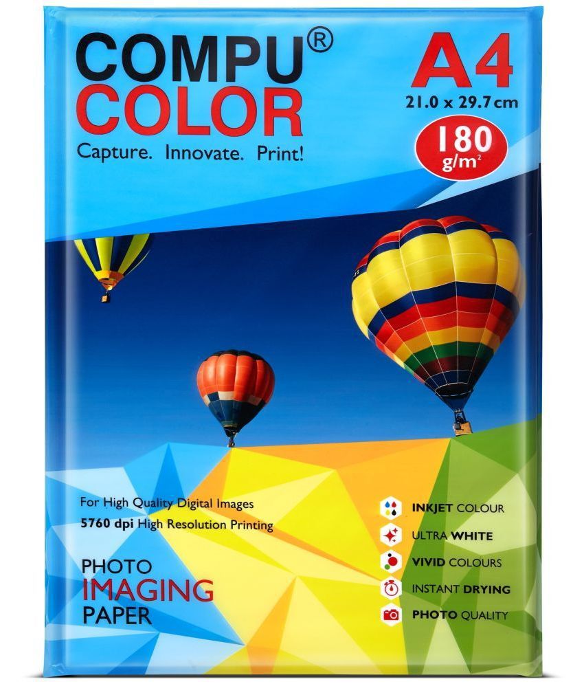     			COMPUCOLOR CAST COATED Glossy Photo Paper 180 GSM (A4 size, 20 sheets)