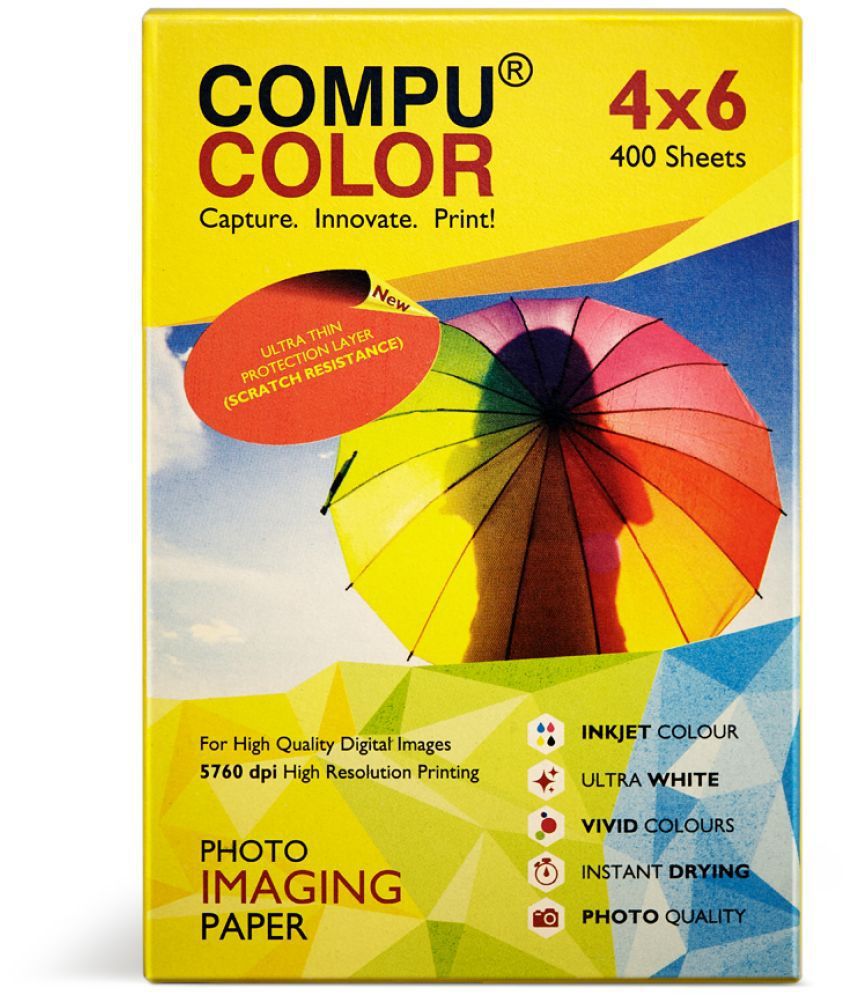     			COMPUCOLOR RESIN COATED TRUE Photo Glossy Photo Paper 270GSM (4x6 inches, 400 sheets)