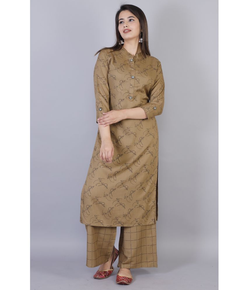    			HIGHLIGHT FASHION EXPORT - Brown Straight Rayon Women's Stitched Salwar Suit ( Pack of 1 )