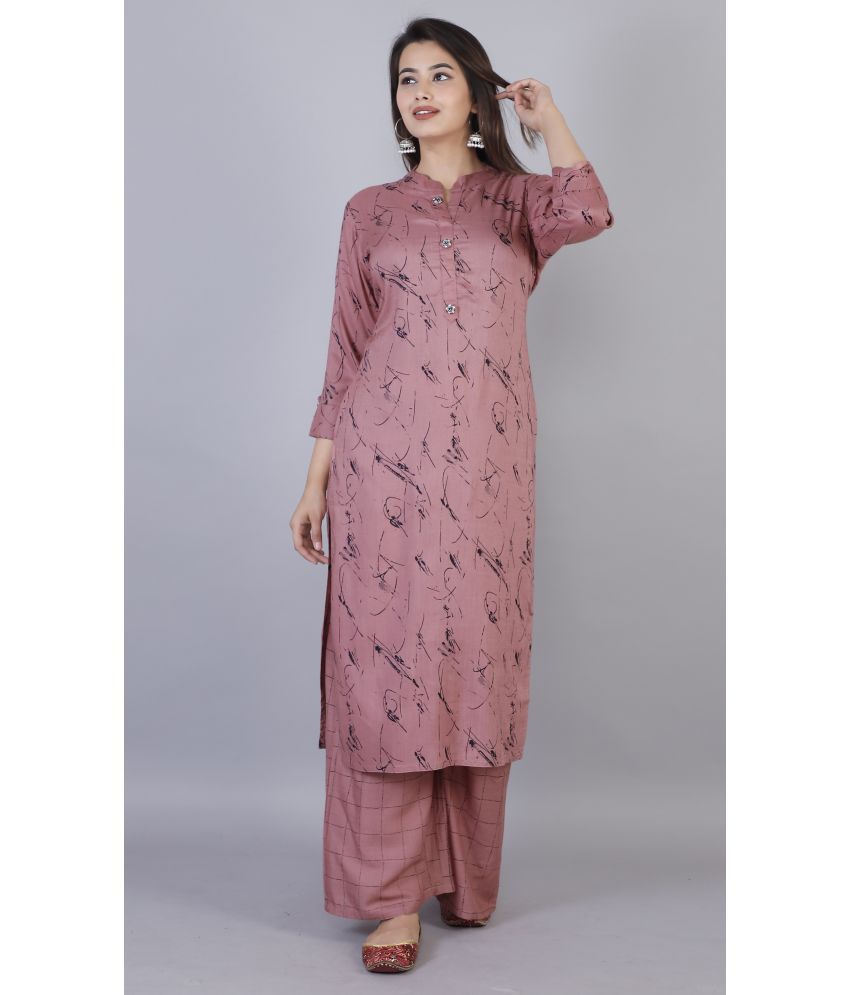     			JC4U - Pink Straight Rayon Women's Stitched Salwar Suit ( Pack of 1 )