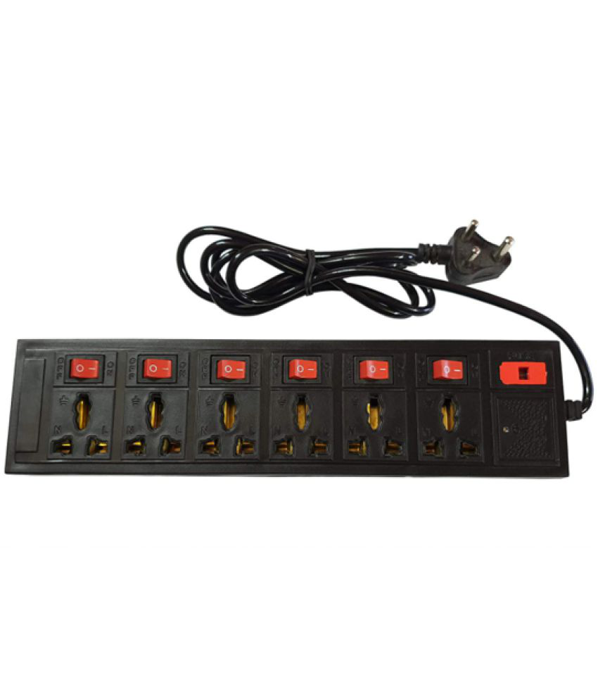     			Leavess-6+6  Extension Cord with 3 Meter Long Wire  6 AMP-250 Volts 6+1 Surge Protector/Computer Spike/Compute Strip/Extension Board with LED Indicator and Fuse Protection