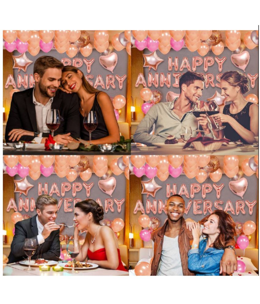 Blooms Event foil, latex Rose Gold Happy Anniversary Decoration Kit For
