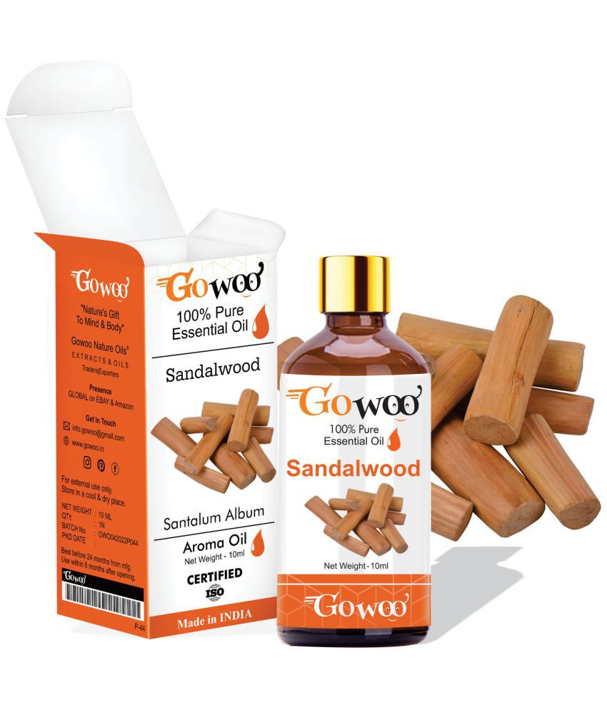     			GO WOO 100% Pure Sandalwood Oil For Skin & Face, Best Therapeutic Grade For Aromatherapy (10ml)