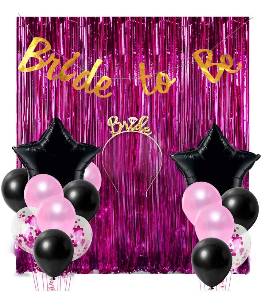     			Party Propz 19Pcs Bride to Be Bachelorette Party Decorations Set|Bride to be Banner, Foil Curtain, Bride to Be Head Band and Balloons Combo for Bridal Shower Decoration