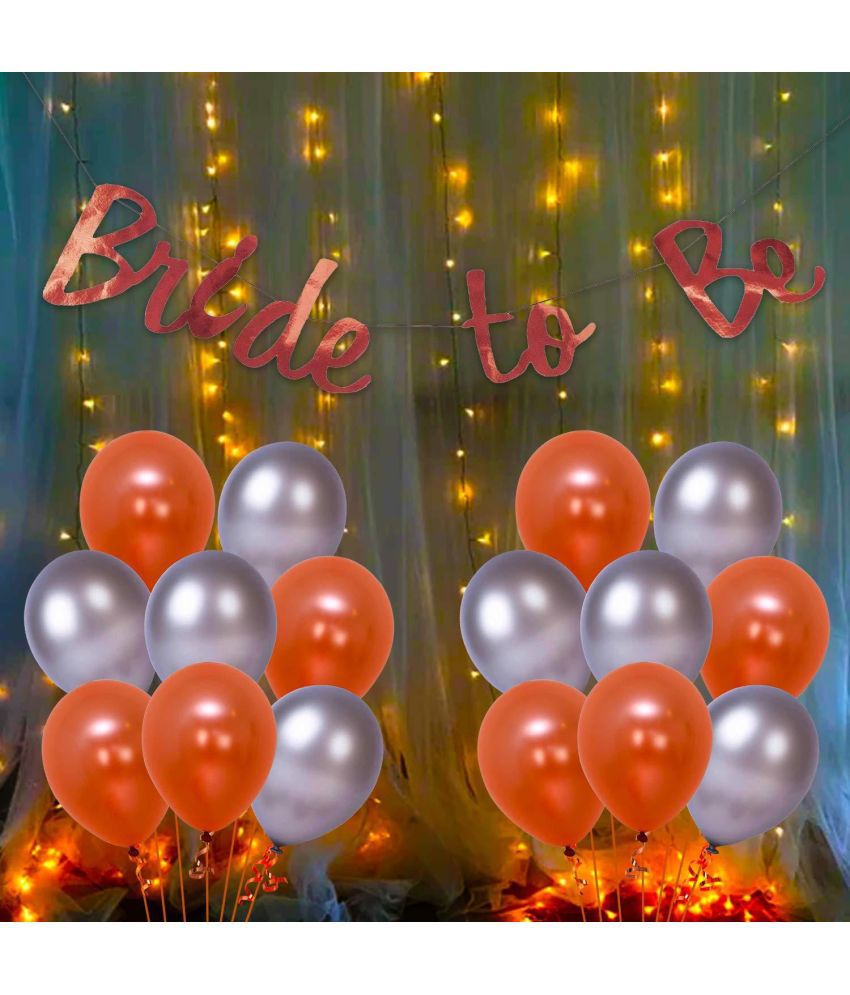     			Party Propz Bride to Be Decoration Set 42Pcs with Bride to Be Banner Balloon and Led Fairy Light/Bridal Shower Decorations Items/Bachelorette Props/Rose Gold & Silver Balloon/Rose Gold Silvaer Belun