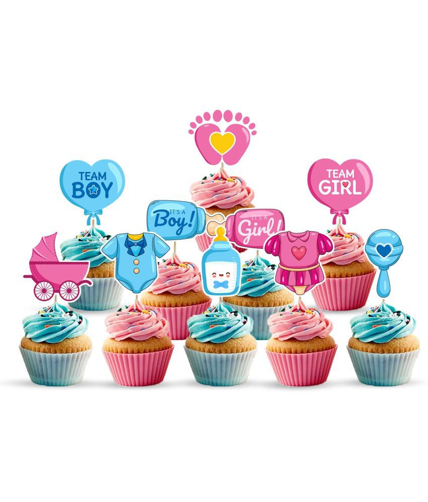     			Zyozi  Baby Shower CupCake Topper 10PCS Baby Shower Party Supplies Cupcake Decorations for boy or girl baby shower