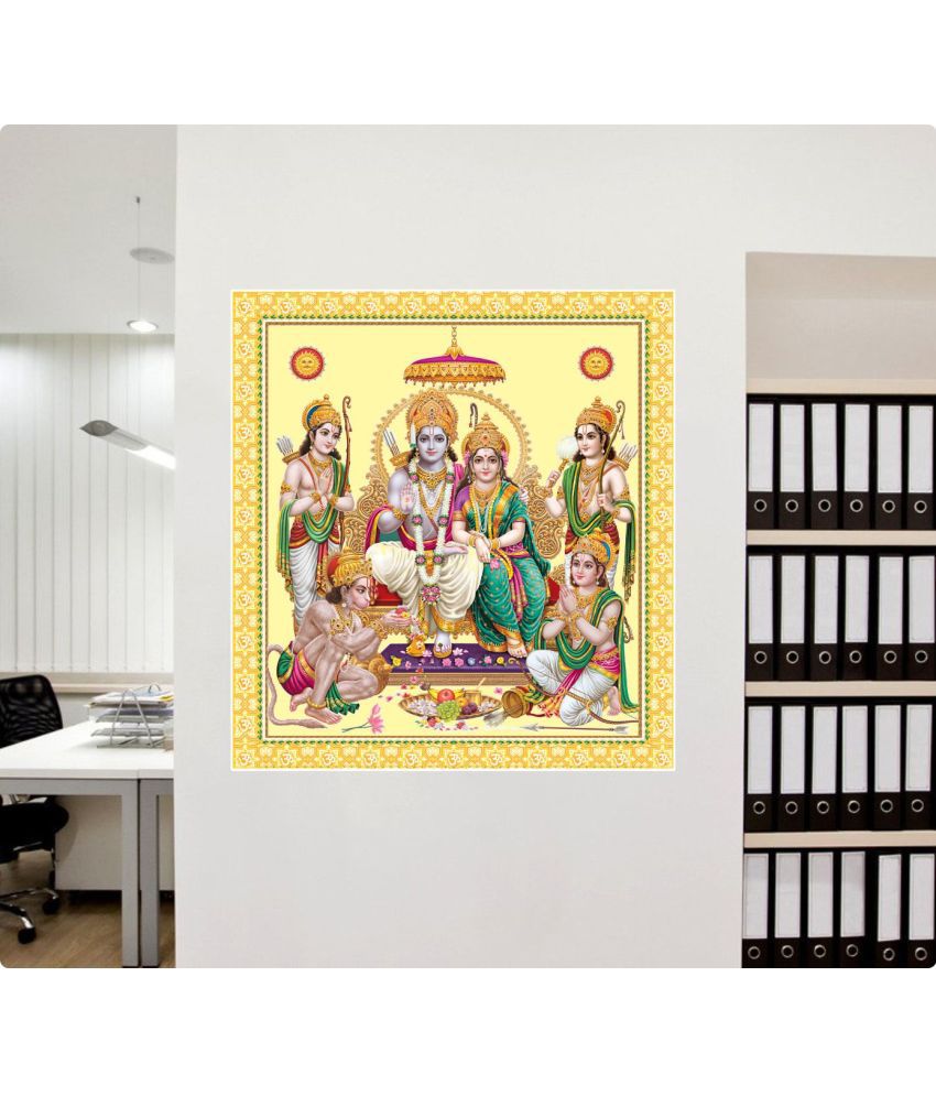     			Asmi Collection Self Adhesive Vinyl Ram Sita Family with Hanuman Wall Sticker ( 60 x 55 cms )