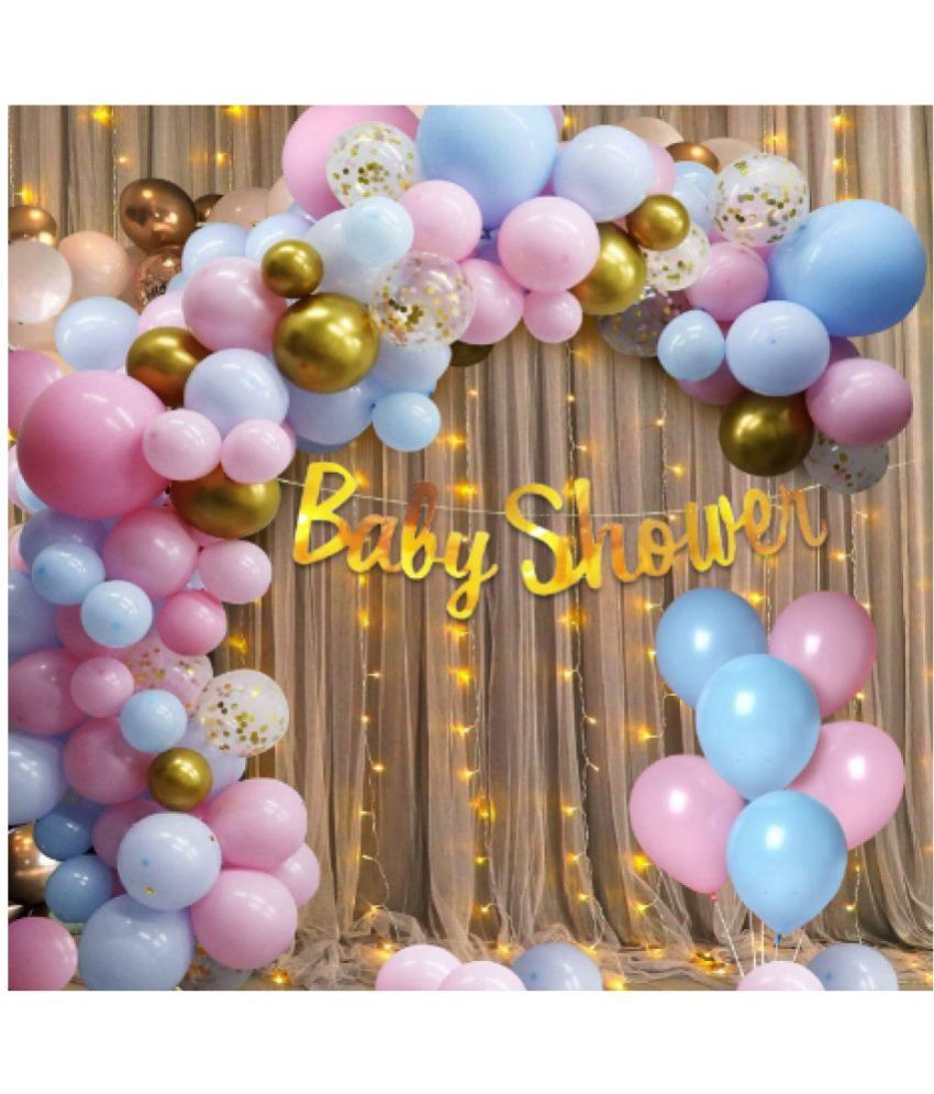 Blooms Mall Baby Shower Decoration Items Set for Mom to Be White Net