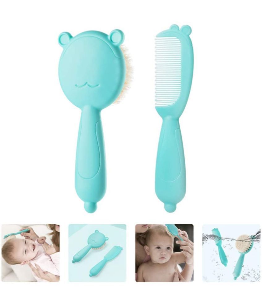     			CHILDCHIC 1 Set of Baby Goat Hair Brush and Comb, Natural Bristles for Newborns and Toddlers (Blue)