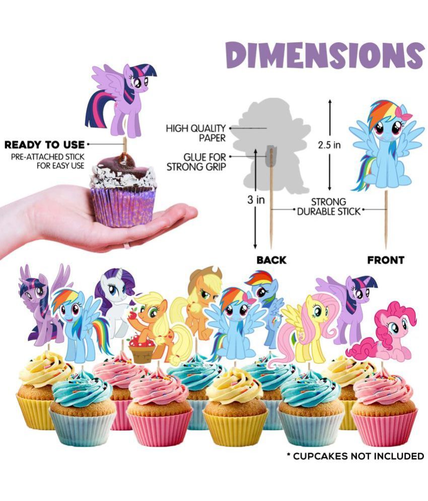 Zyozi My Little Girl Birthday Party Supplies, 10 pc Cup Cake Toppers for Girl Birthday Party Pinkie Pie Cake Decoration - Buy... 