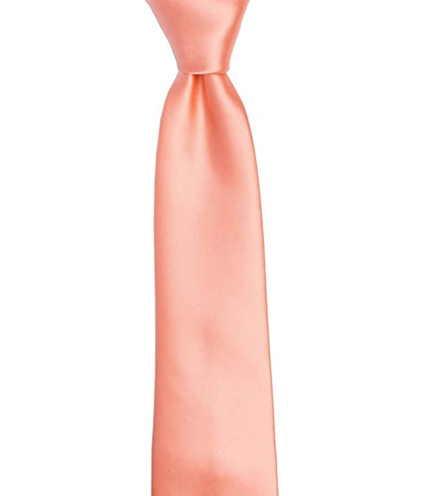     			PENYAN Pink Plain Cotton Necktie